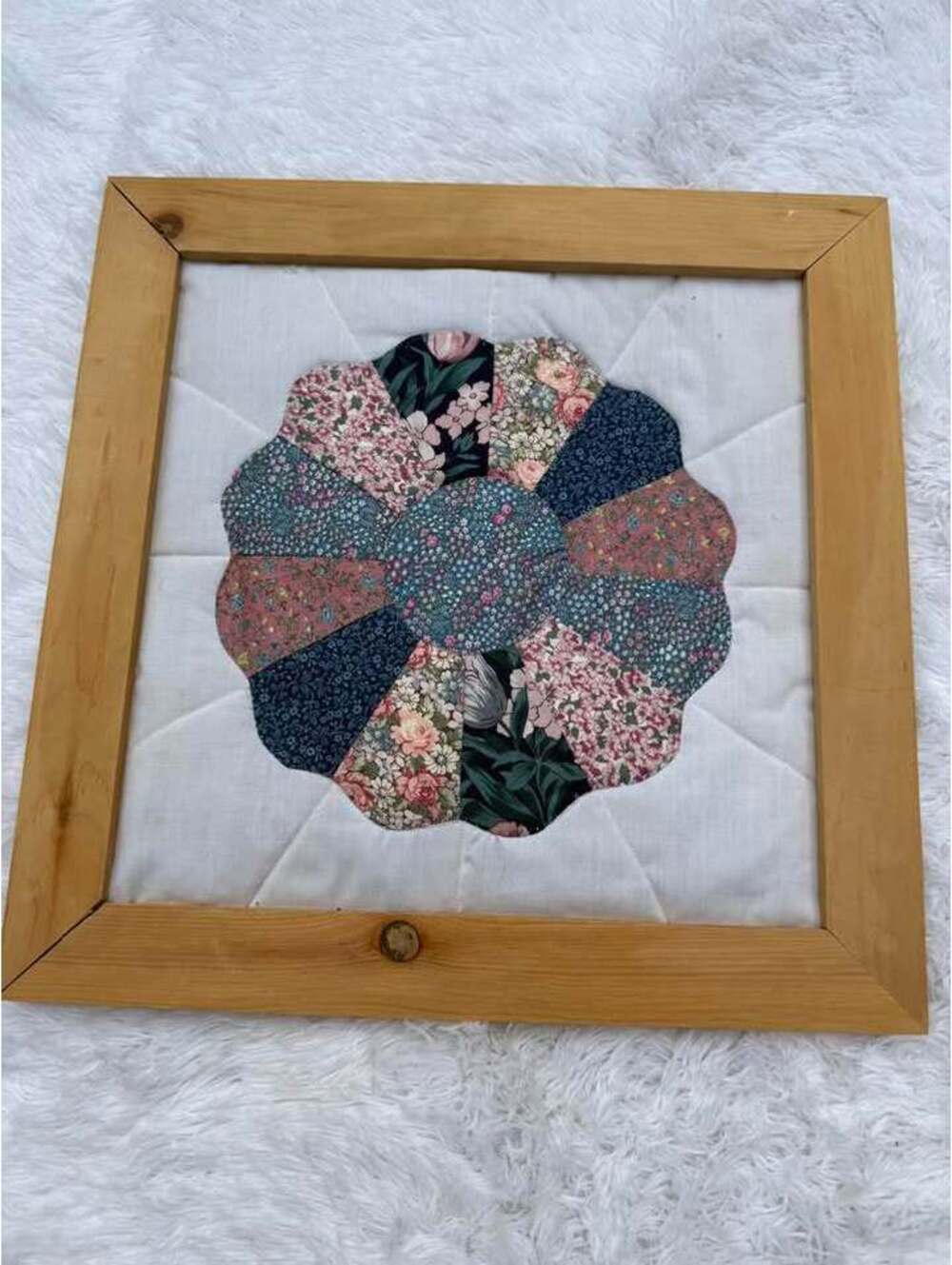 Framed Dresden Plate Quilt Block Wall Art